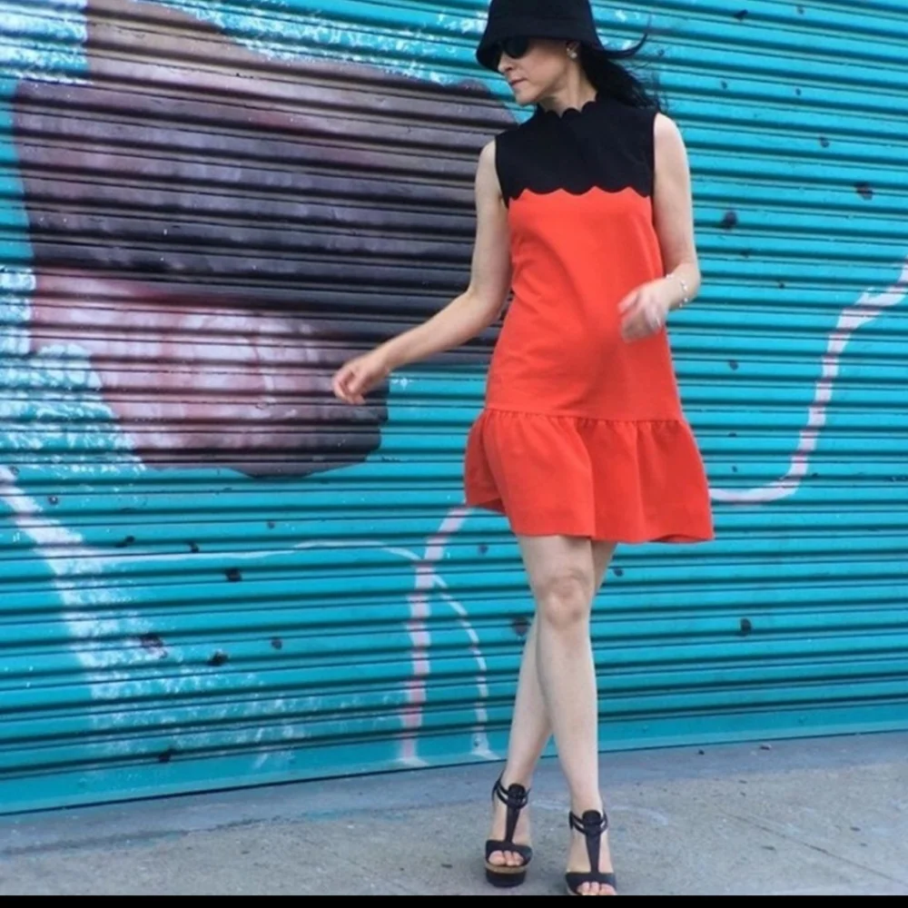 VICTORIA BECKHAM x TARGET Collaboration Drop Waist Scallop Trim Mini Dress Sz: S - Picture 2 of 16